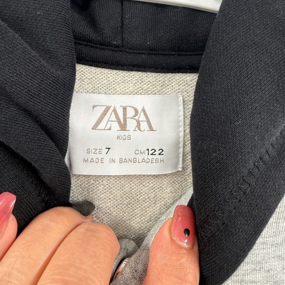 Zara Kids Size 7 Gray Black Color Block‎ Hoodie Jacket Varsity Style - Picture 3 of 10